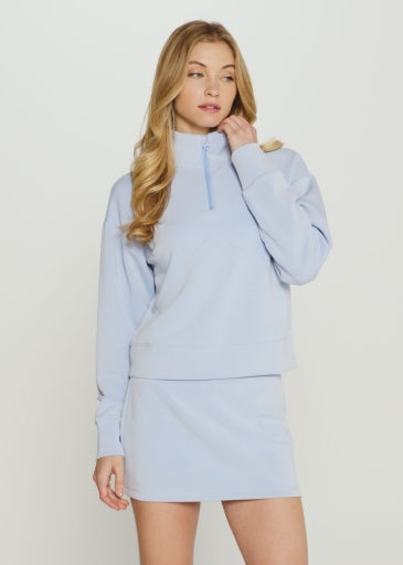 Womens 7 Diamonds REV Crop Quarter Zip in Periwinkle