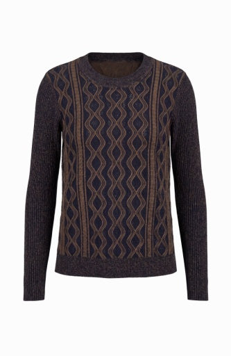 Womens Liverpool Long Sleeve Crewneck Sweater in Navy Brown