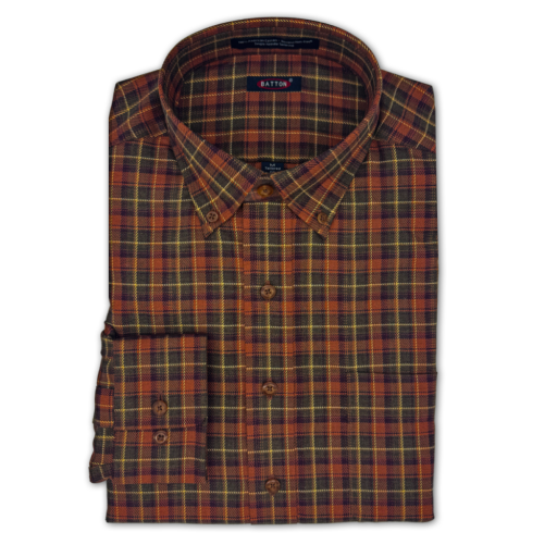 Hornor & Harrison Raiden Button Down Sport Shirt in Rust Plaid