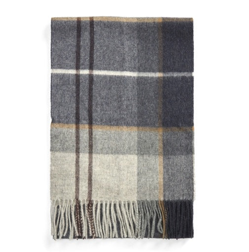 Barbour Mens Carrbridge Scarf in Grey Midnight Tartan