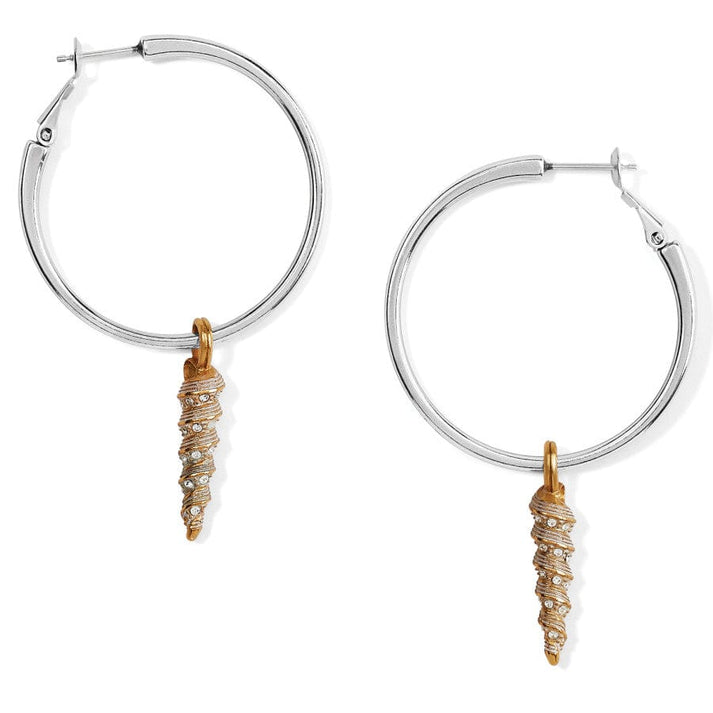 Womens Brighton Shells Charm Hoop Earrings in Silver-Gold