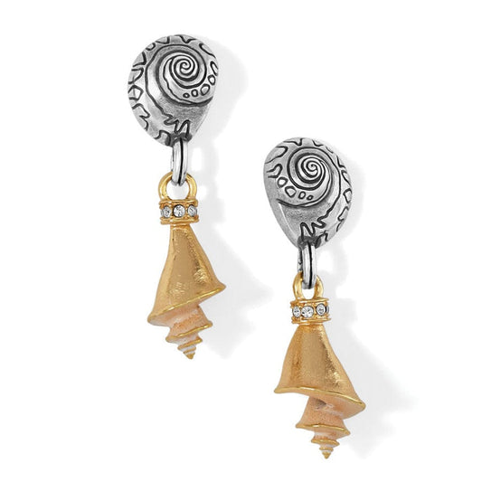 Womens Brighton Shells Duo Post Drop Earrings in Rose Gold