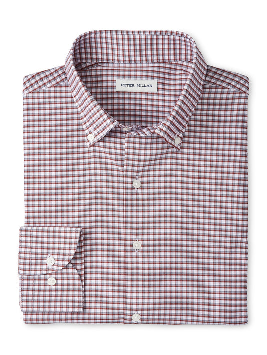 Peter Millar Cashiers Performance Twill Sport Shirt in Sparrow Red