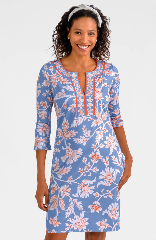 Womens Gretchen Scott Split Neck Dress in Peri Stunning Stippling