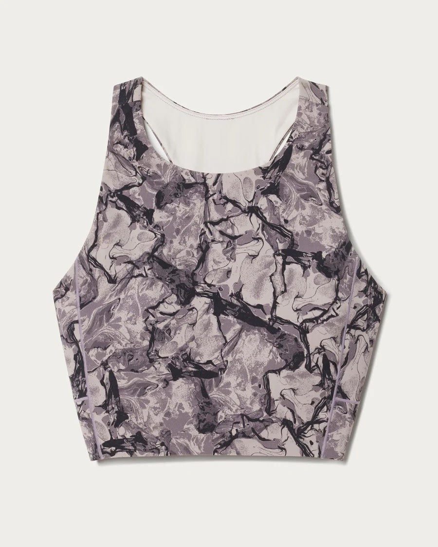 Womens Rhone Revive Longline Bra in Taupe Mist Print