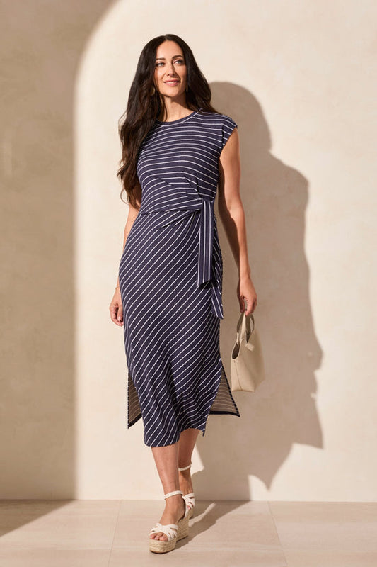 Womens Tribal Nautical Stripe Dress in Jet Blue