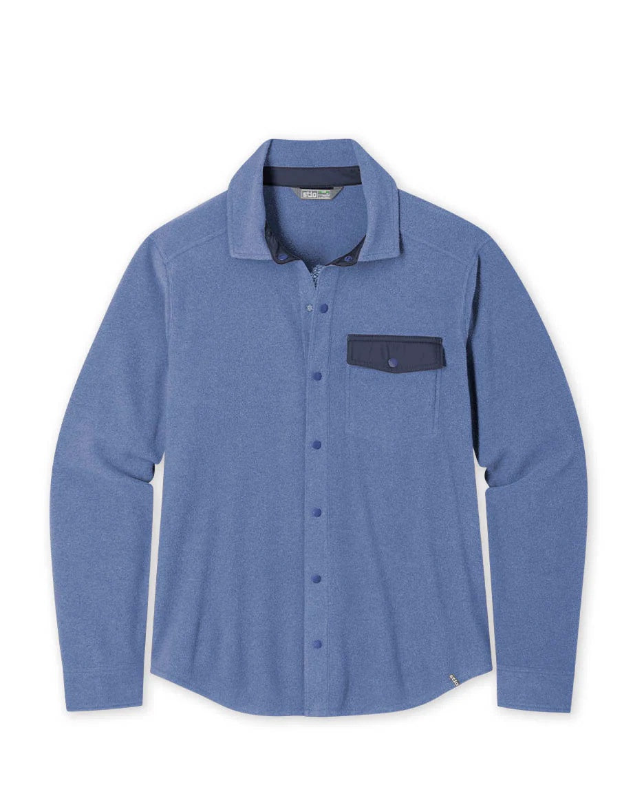 Stio Mens Turpin Fleece Snap Shirt in Cobalt Night Heather