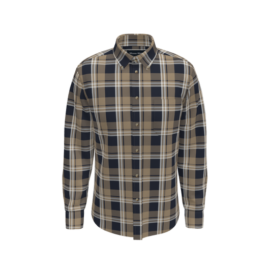 Mizzen + Main City Classic Fit City Flannel Shirt in Khaki William Plaid