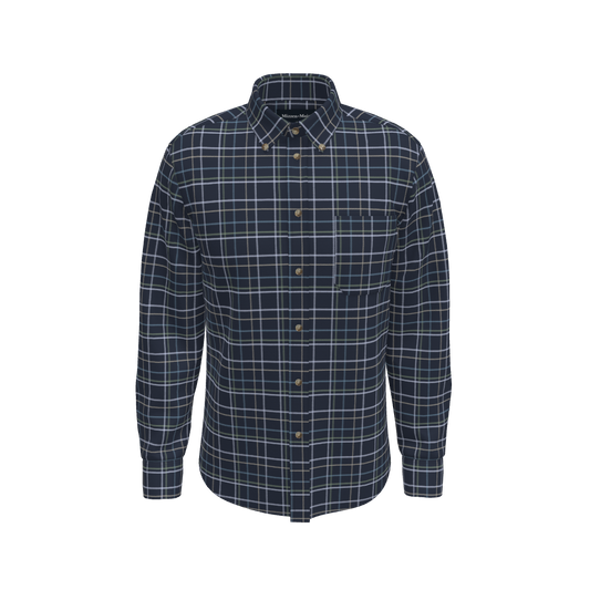 Mizzen + Main City Classic Fit City Flannel Shirt in Navy Andrew Plaid