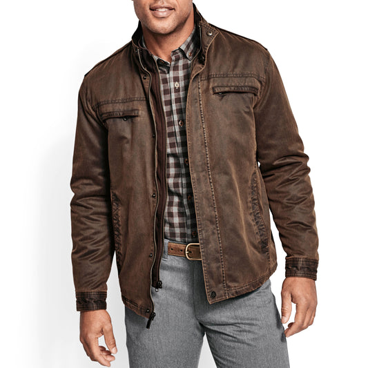 Johnston & Murphy Antiqued Cotton Jacket in Brown