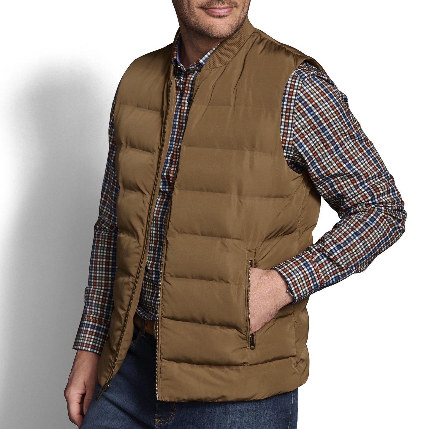 Johnston & Murphy Channel Quilted Vest in Camel