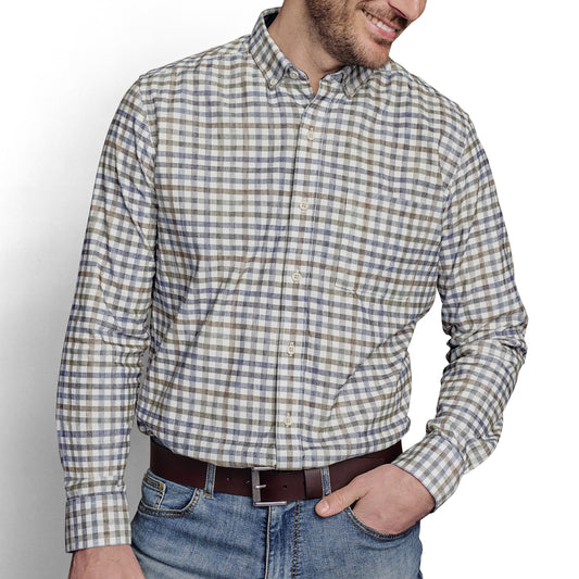 Johnston & Murphy Corduroy Shirt in Ivory Plaid