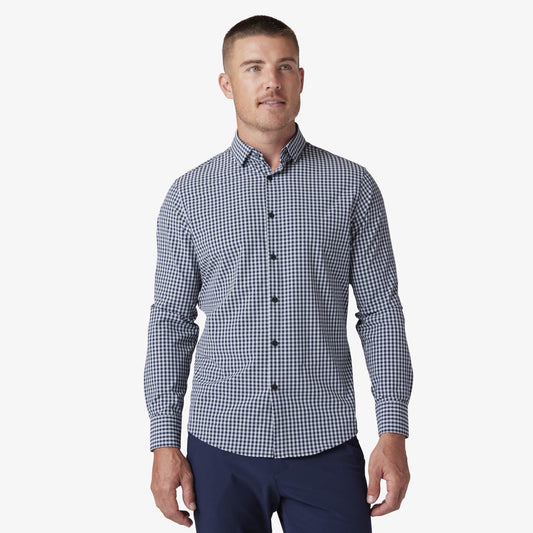 Mizzen + Main Leeward Trim Fit No Tuck Sport Shirt in Aluminum Gingham