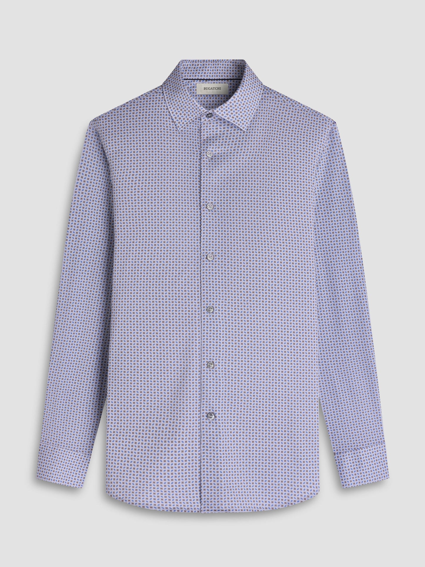 Bugatchi James Abstract Print OoohCotton Sport Shirt in Platinum