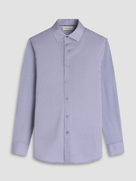 Bugatchi James Abstract Print OoohCotton Sport Shirt in Platinum