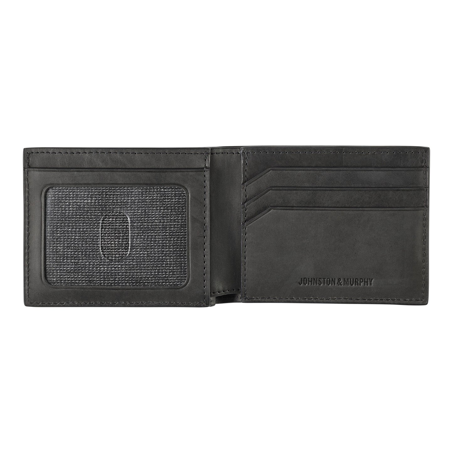 Johnston & Murphy Rhodes Billfold Wallet in Black Full Grain Leather