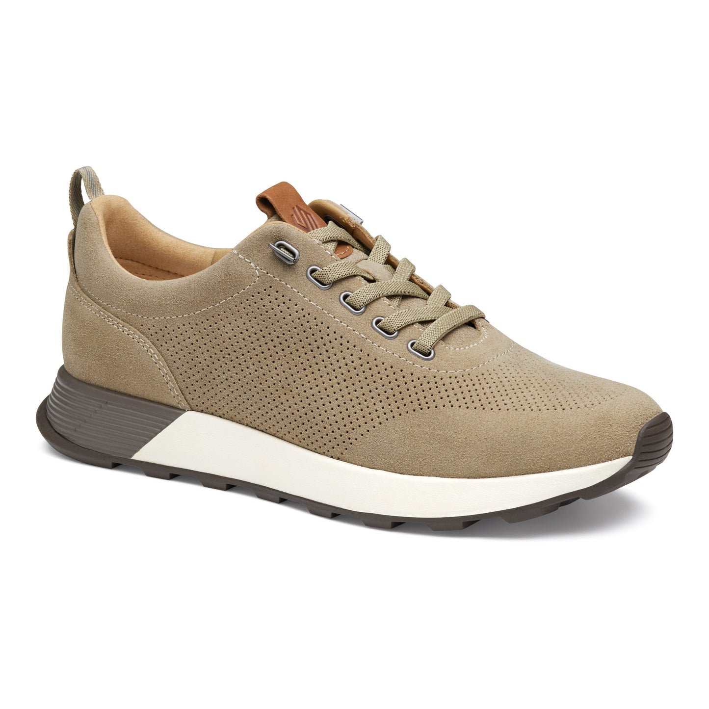 Johnston & Murphy Kinnon Perforated Jogger in Taupe Oiled Suede