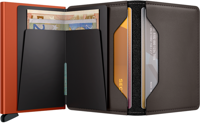 Secrid Slim Wallet in Matte Truffle/Orange