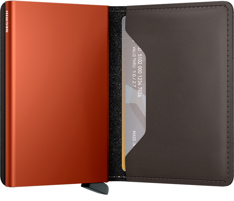 Secrid Slim Wallet in Matte Truffle/Orange