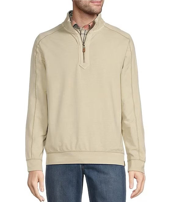 Tommy Bahama Ben & Terry Half Zip Sweatshirt in Warm Mist