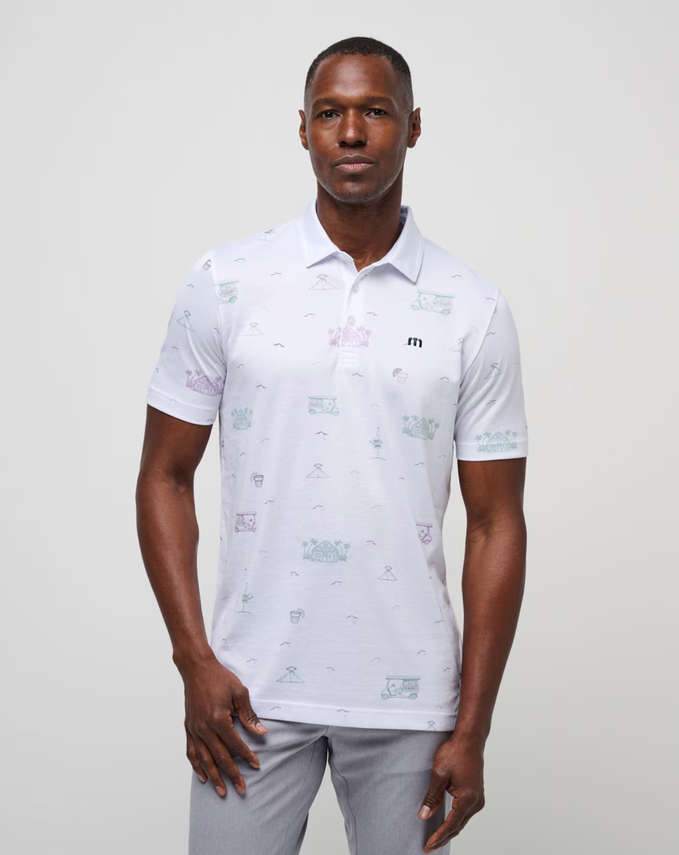 Travis Mathew Tiki Mapes Printed Polo in White