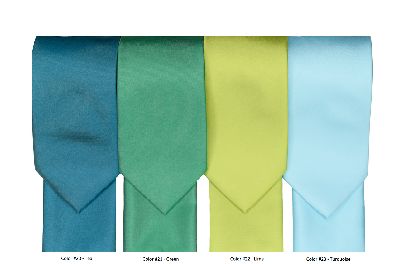 FX Fusion Solid Color Wedding Tie & Pocket Square Set in Green-Regular Length