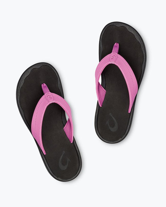 Womens Olukai Ohana Beach Sandals in Dragonfruit/Black