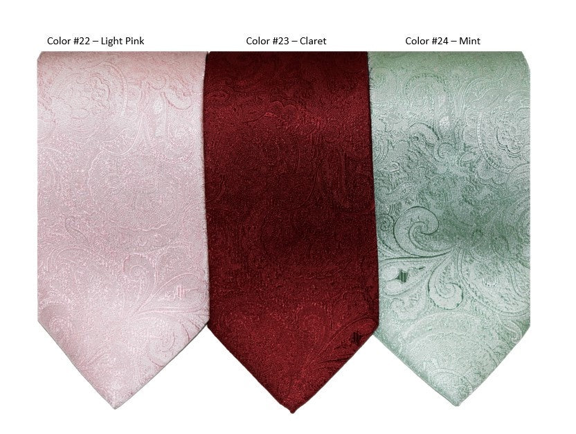 Jon Randall Tonal Paisley Silk Wedding Tie in Light Pink-Regular Length