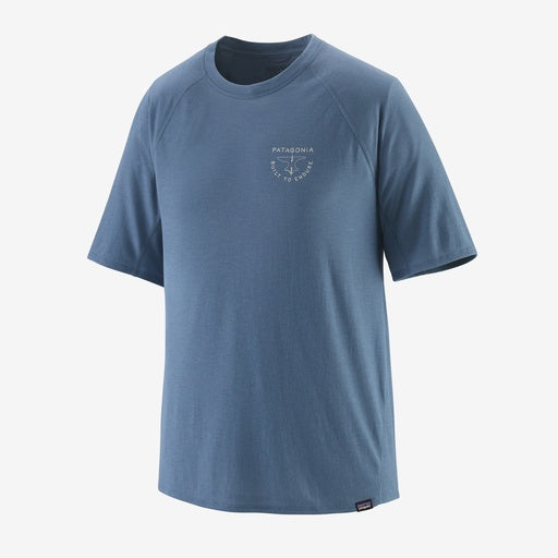 Patagonia Mens Capilene Cool Trail Graphic Shirt in Forge Mark Crest: Utility Blue