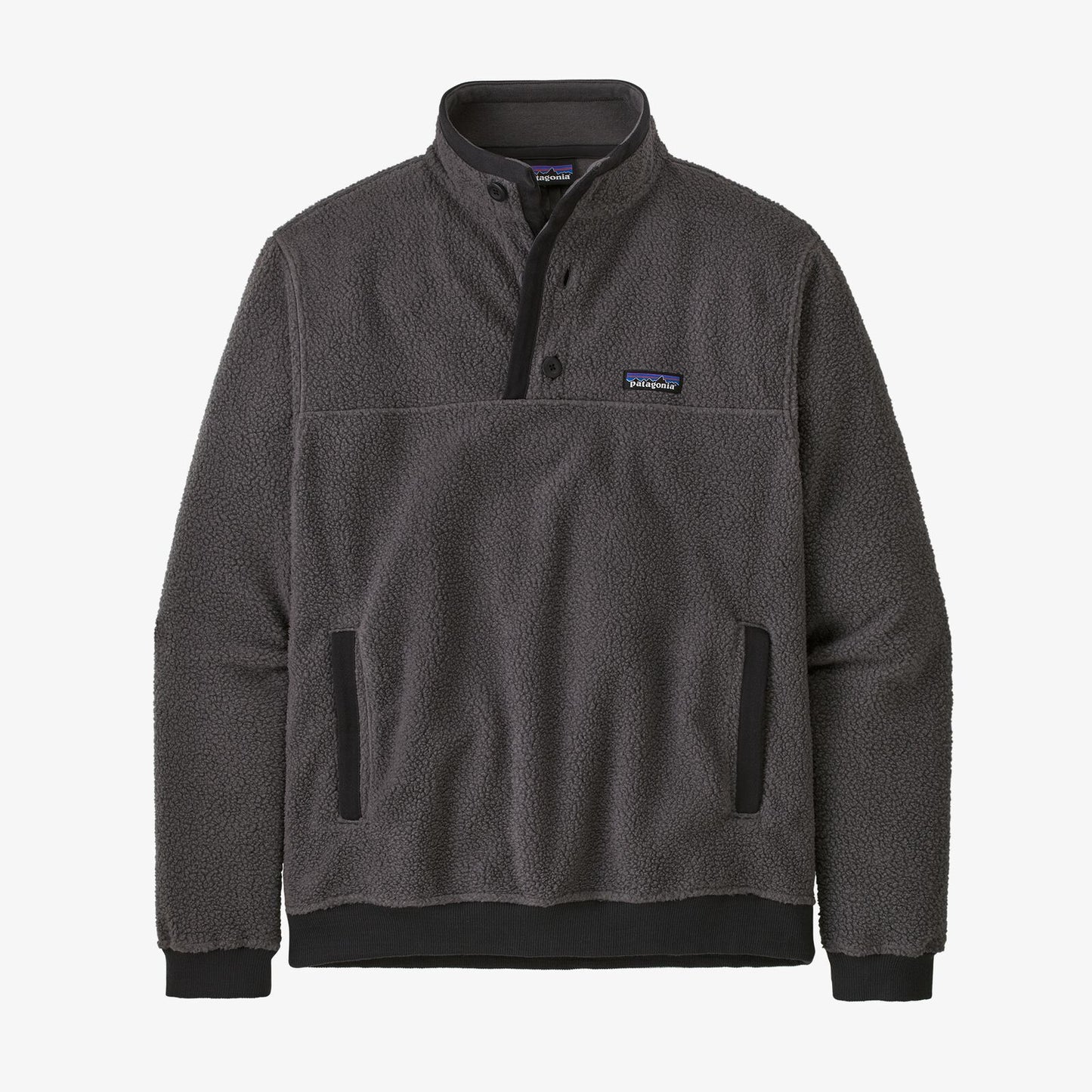 Patagonia Mens Shearling Button Pullover In Forge Grey