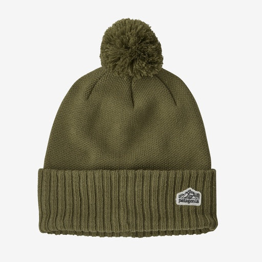 Patagonia Powder Town Beanie in Line Logo Ridge Patch: Wyoming Green