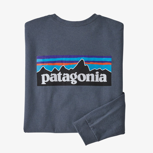 Patagonia Mens LS P-6 Logo Responsibili-Tee in Plume Grey