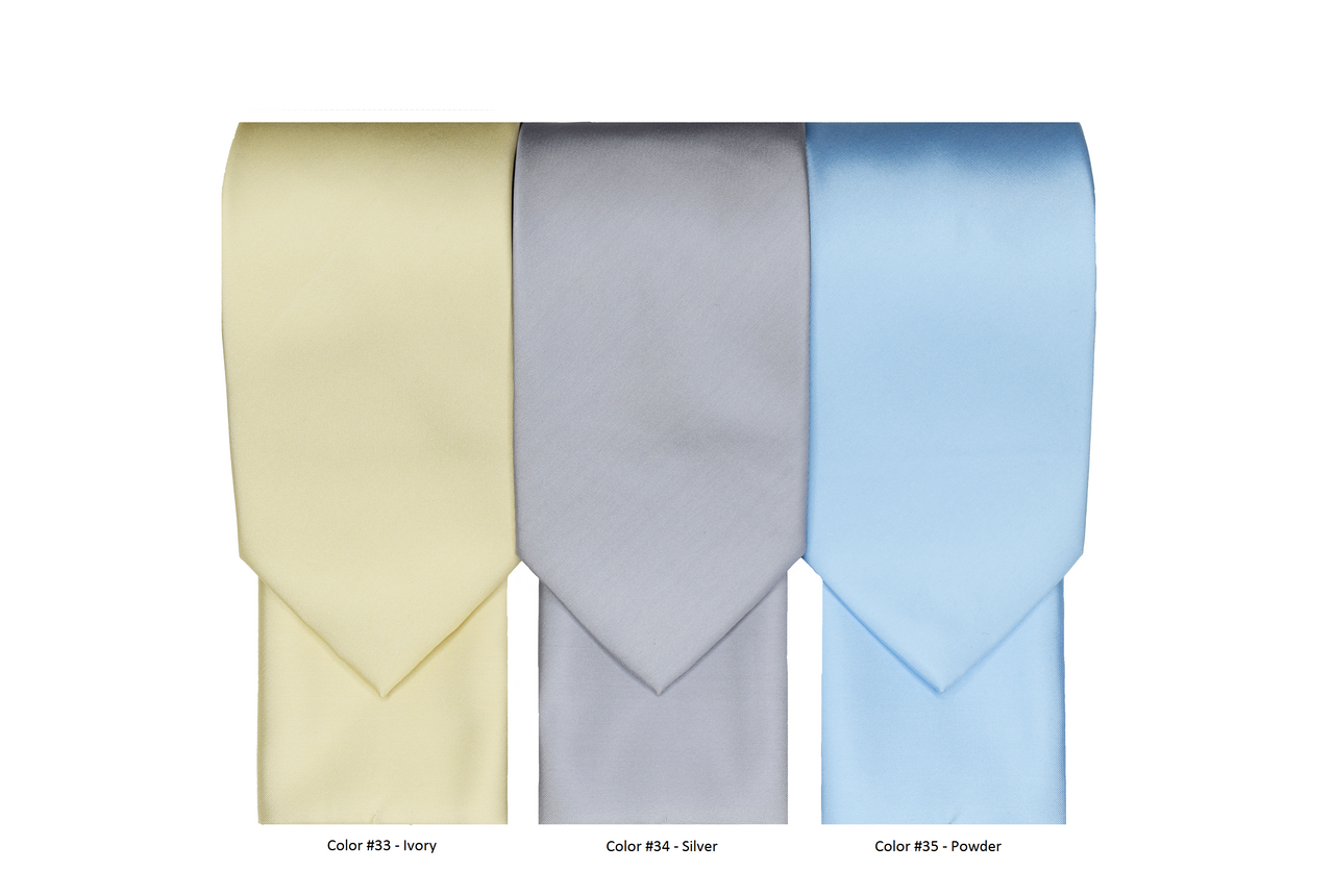 FX Fusion Solid Color Wedding Tie & Pocket Square Set in Silver-Regular Length