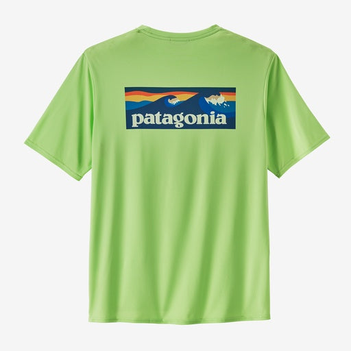 Patagonia Mens Capilene Cool Daily Graphic Waters SS Shirt in Boardshort Logo: Salamander Green