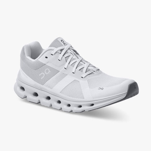 Womens ON Running Cloudrunner Lightweight Shoe in White/Frost-Wide Sizes