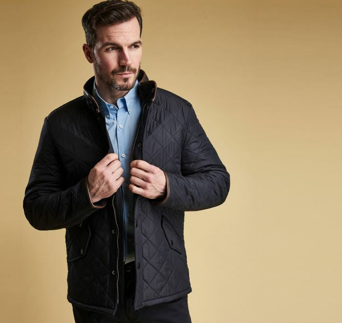 Barbour Mens Powell Quilted Jacket in Navy
