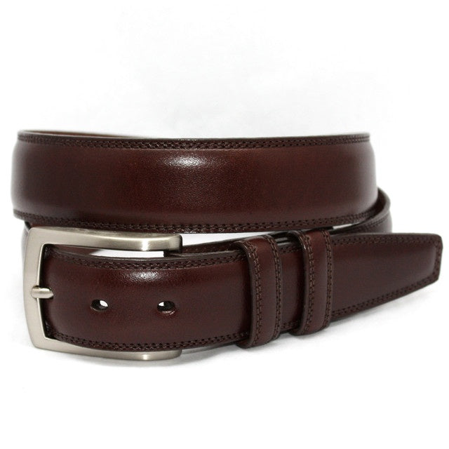 Torino Belts Italian Burnished Kipskin Belt in Brown-Extra Long Sizes
