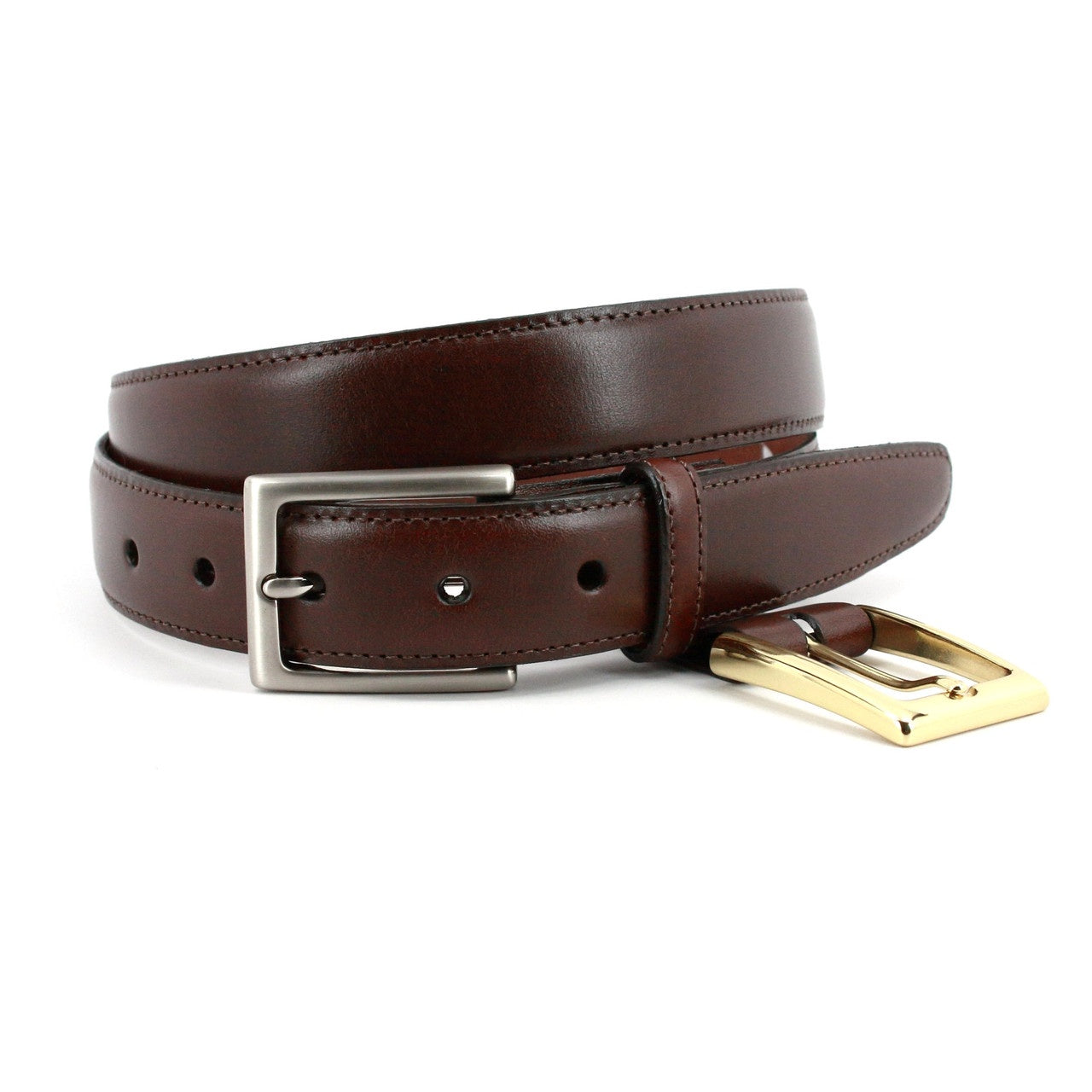 Torino Belts Glazed Kipskin Double Option Belt in Brown