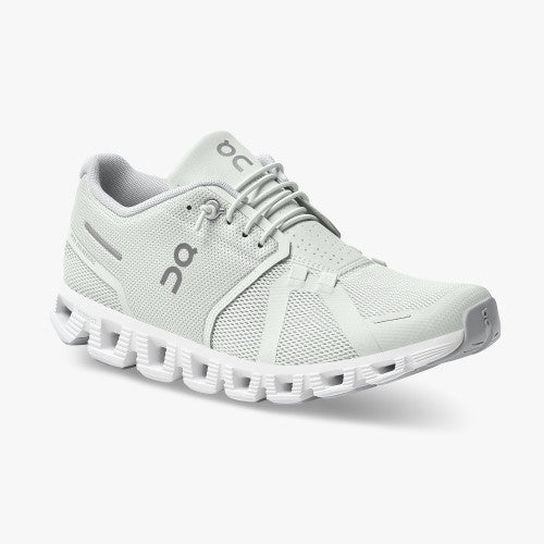 Womens ON Running Cloud 5 Lightweight Shoe in Ice/White