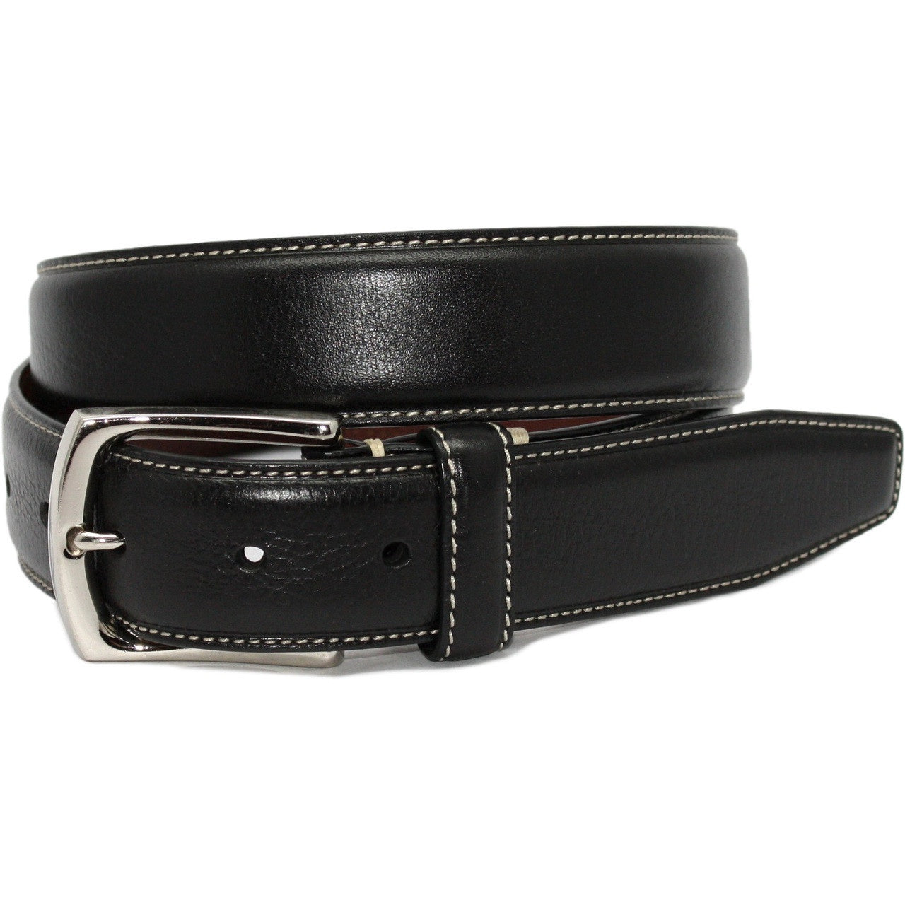 Torino Belts Burnished Tumbled Leather Belt in Black
