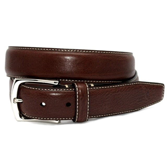 Torino Belts Burnished Tumbled Leather Belt in Brown