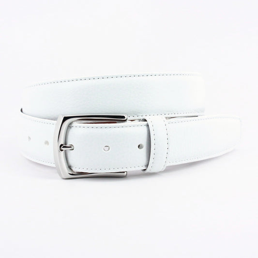 Torino Belts Burnished Tumbled Leather Belt in White