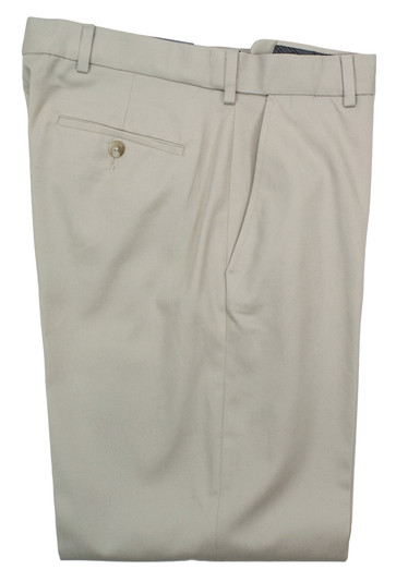 J. Braxx Josh Flat Front No Iron Cotton Pants in Stone