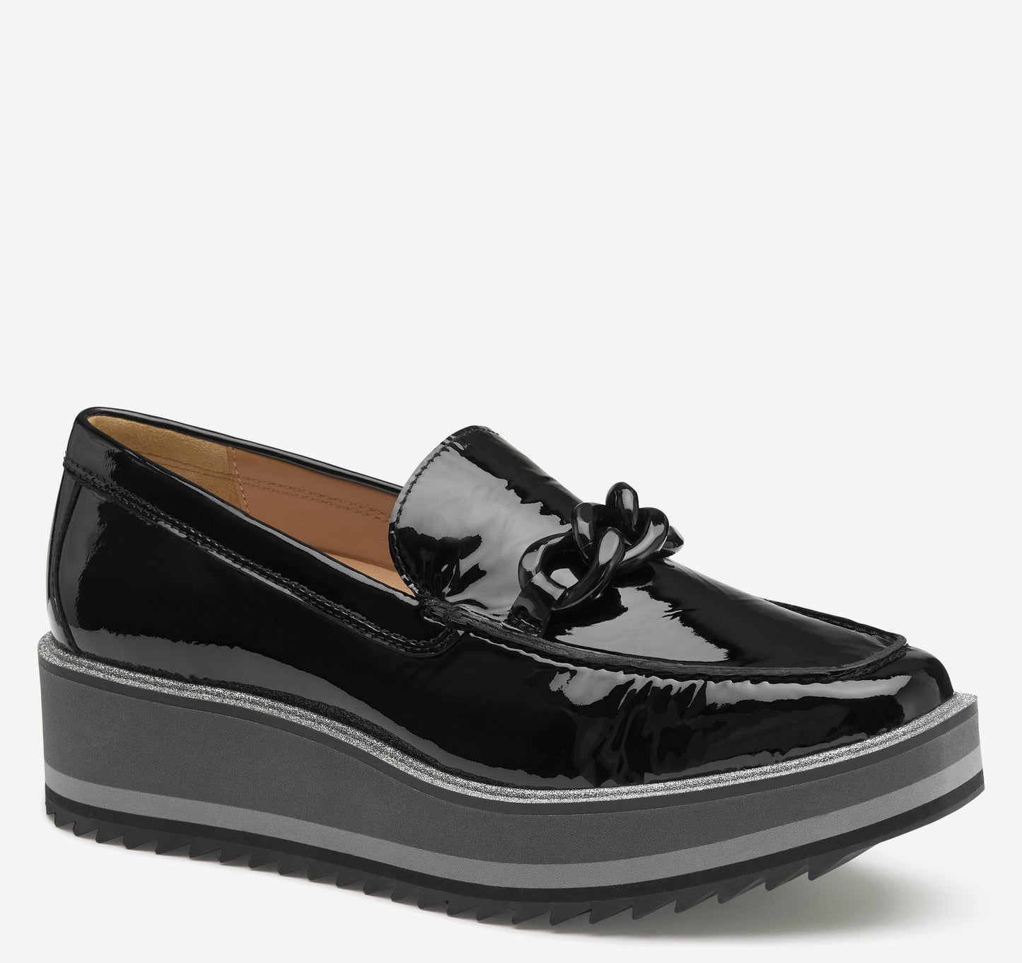 Womens Johnston & Murphy Gracelyn Chain Loafer in Black Patent Leather