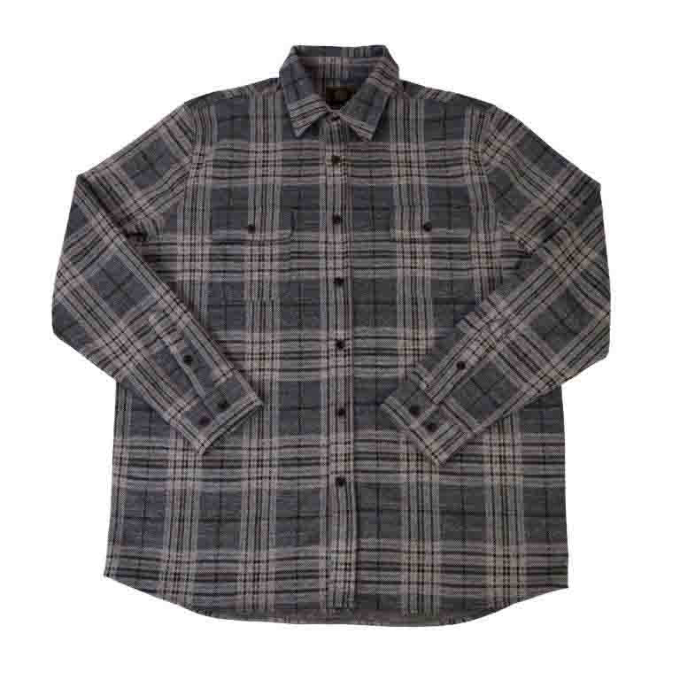 F/X Fusion Button Down Stretch Brushed Flannel Shirt in Grey