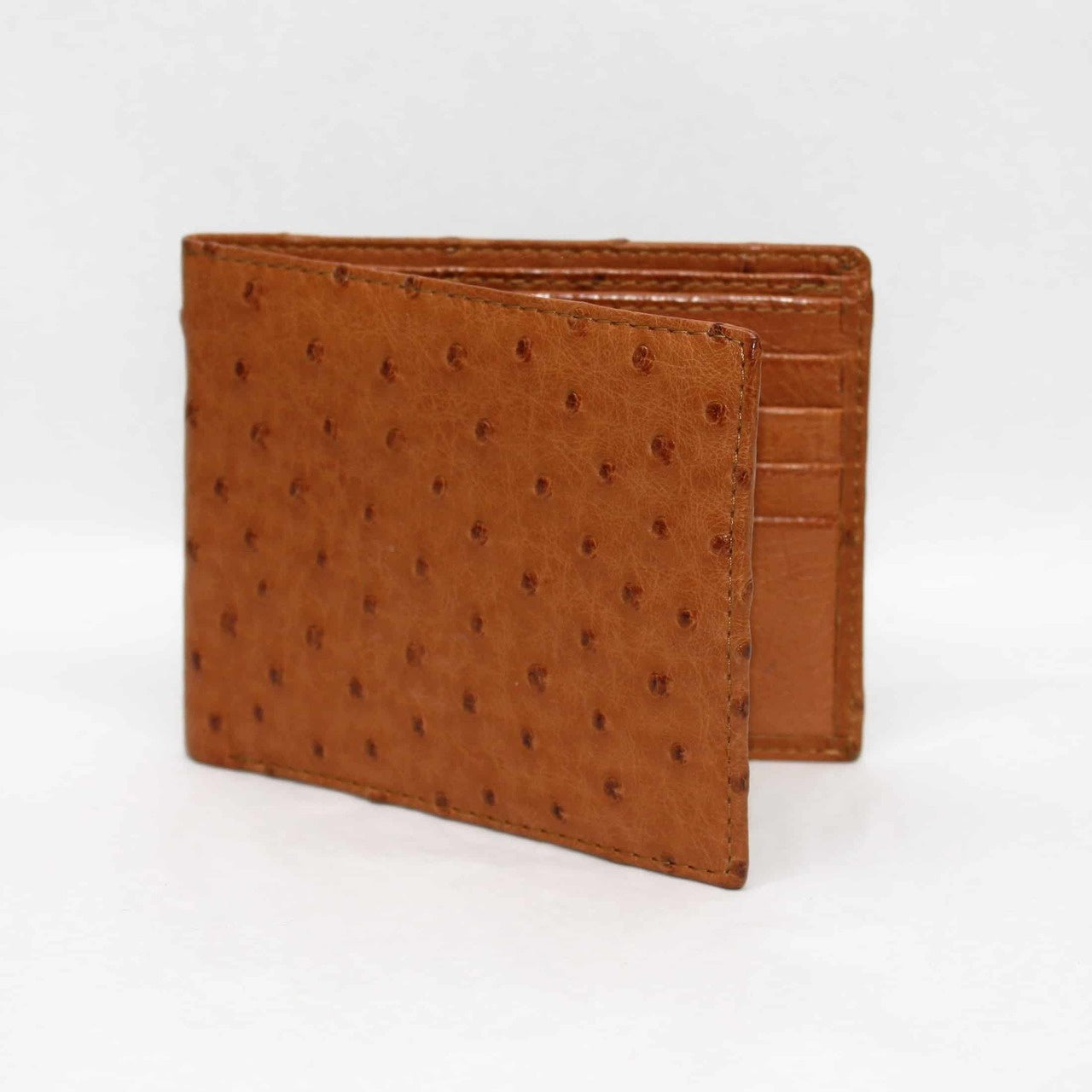 Torino Genuine Ostrich Billfold Wallet in Saddle Tan