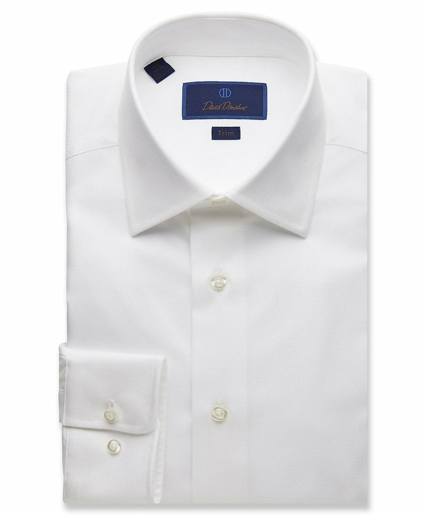 David Donahue Royal Oxford Trim Fit Dress Shirt in White