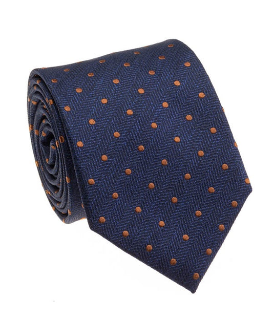Pacific Silk 100% Silk Necktie in Navy Clip Pattern