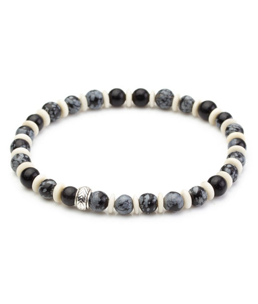 Pacific Silk Bracelet in Black Snowflake/White Jade