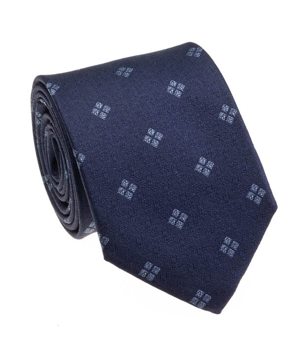 Pacific Silk Extra Long 100% Silk Necktie in Dark Blue Pattern